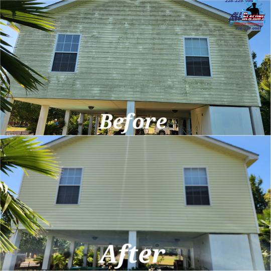 Cleaned concrete driveway