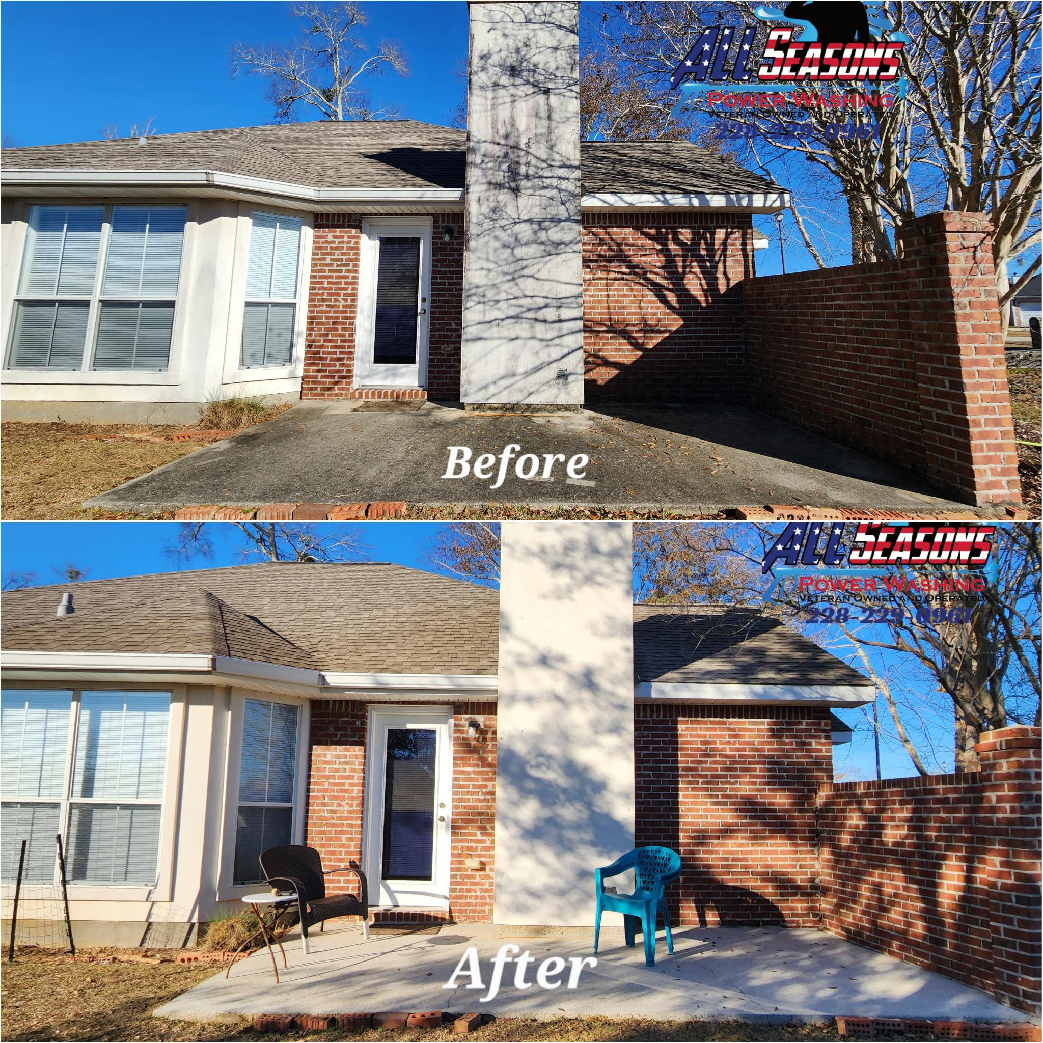 Before: home exterior with built-up dirt and grime