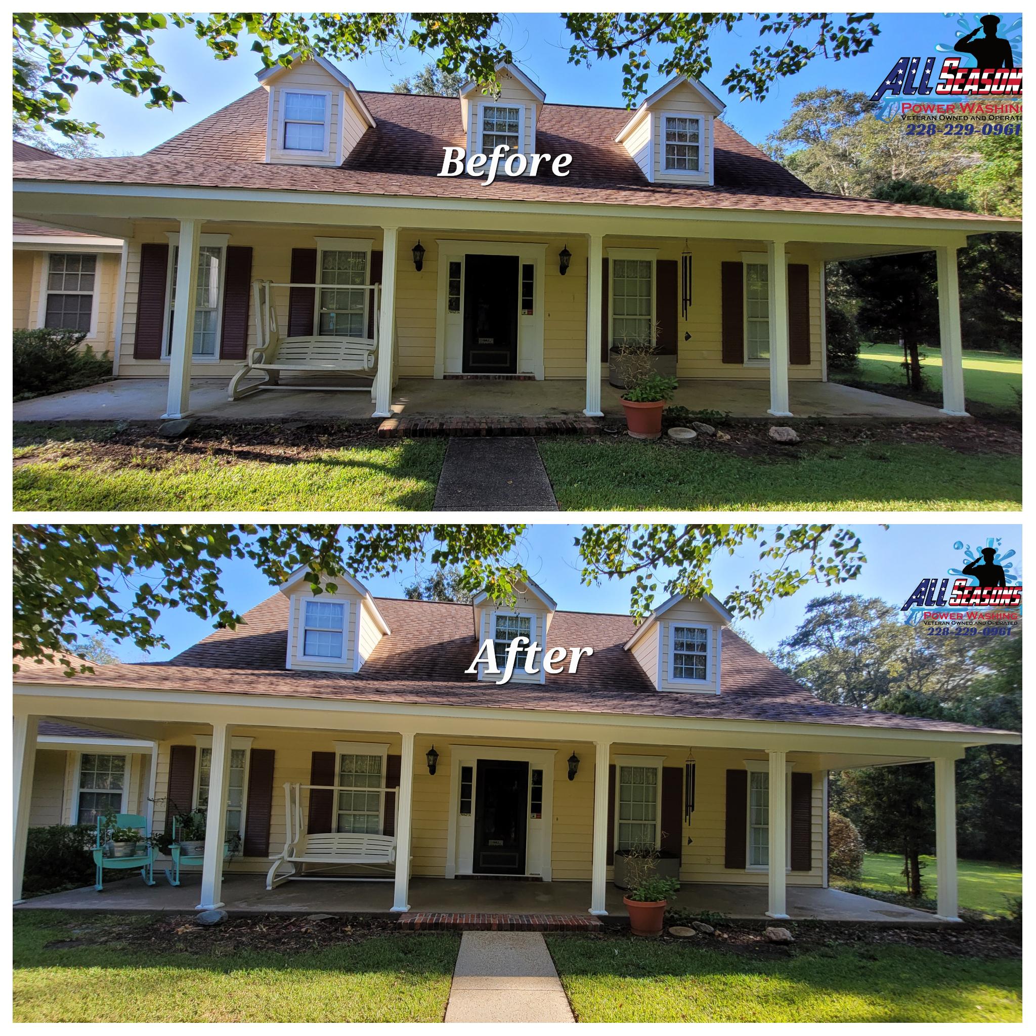 A Gulf-Coast home after professional exterior cleaning